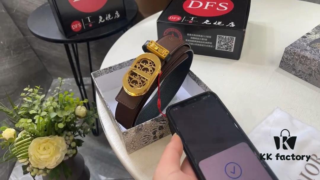 693202833a89a121ed550b54 Dior Unisex Series, Imported Embossed Twill Double-Sided Belt, Genuine Leather from Original Factory