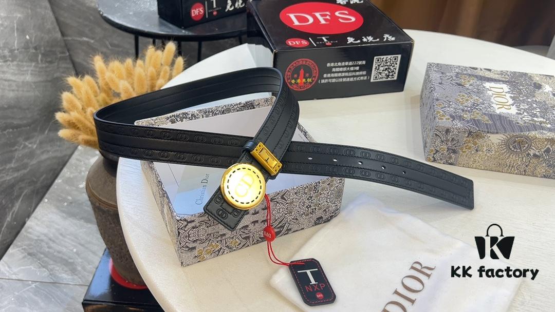 Dior Unisex Series, Imported Embossed Twill Double-Sided Belt, Genuine Leather from Original Factory
