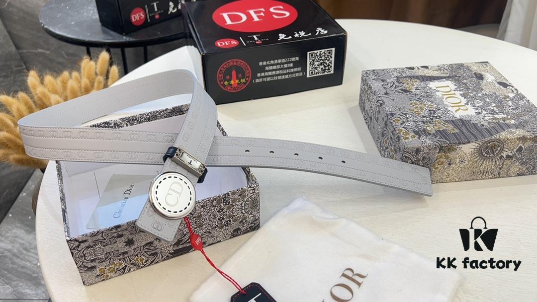 693202863a89a121ed550b59 Dior Unisex Series, Imported Embossed Twill Leather Double-Sided Belt