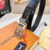 693202bd3a89a121ed550b78 Louis Vuitton Automatic Buckle Belt, Premium Calfskin with Crocodile Texture, 3.5cm Width, Top-Quality Business Leather Belt