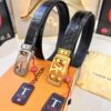 693202bd3a89a121ed550b79 Louis Vuitton Automatic Buckle Belt, Premium Calfskin with Crocodile Texture, 3.5cm Width, Top-Quality Business Leather Belt