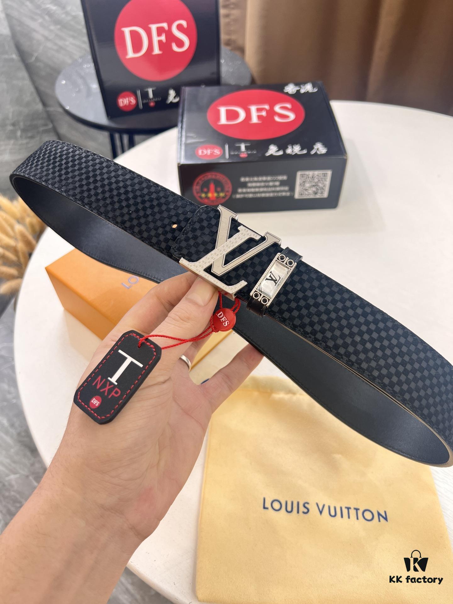 Top-Tier Louis Vuitton LV Belt, Authentic Stainless Steel Hardware, French Box Calf Leather, 3.8cm Width