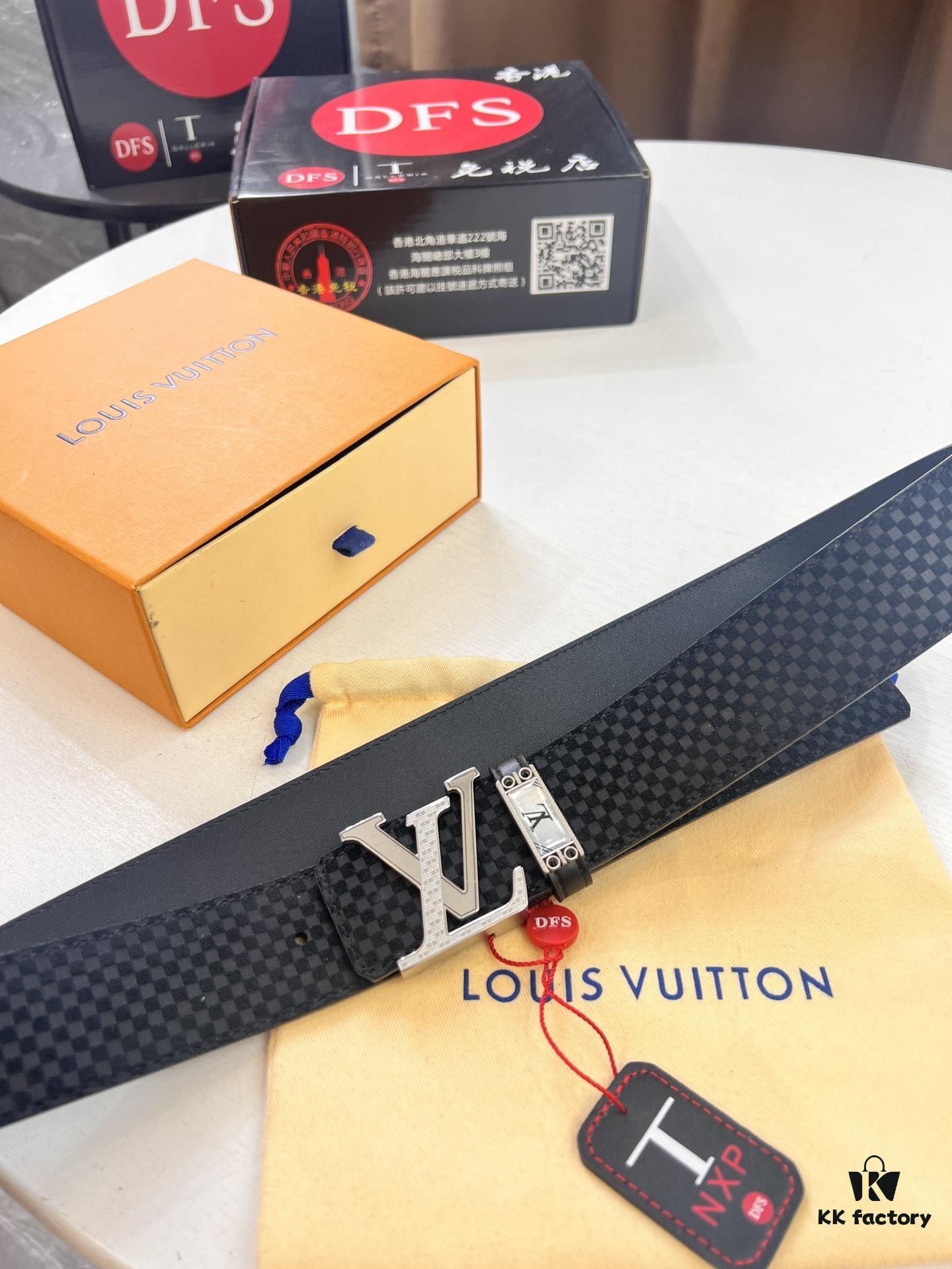 Top-Tier Louis Vuitton LV Belt, Authentic Stainless Steel Hardware, French Box Calf Leather, 3.8cm Width