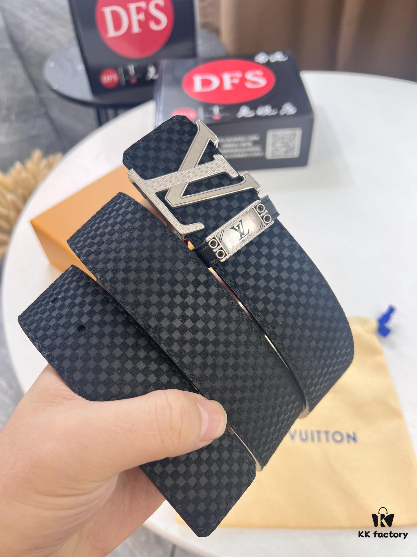 Top-Tier Louis Vuitton LV Belt, Authentic Stainless Steel Hardware, French Box Calf Leather, 3.8cm Width