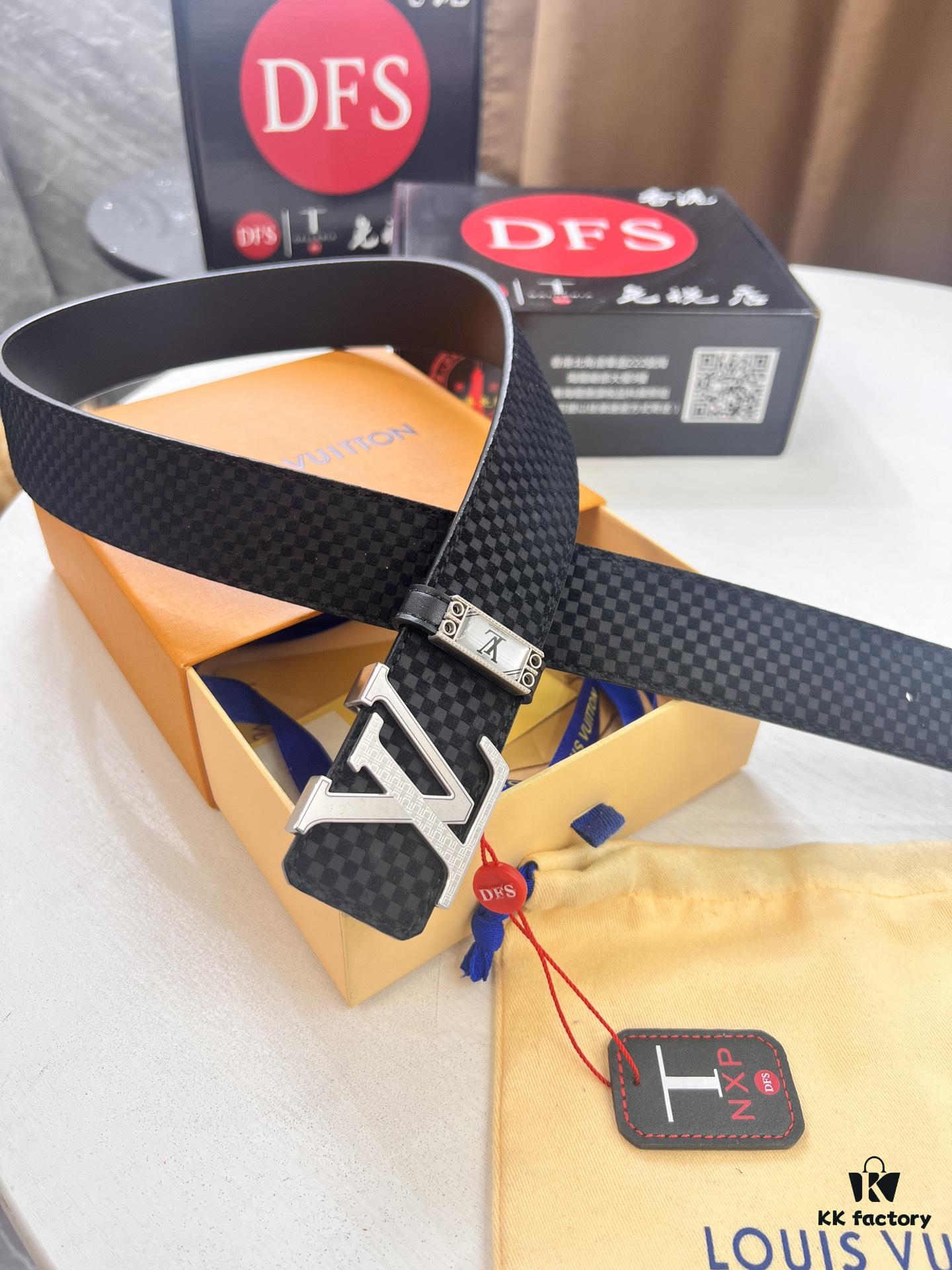 Top-Tier Louis Vuitton LV Belt, Authentic Stainless Steel Hardware, French Box Calf Leather, 3.8cm Width
