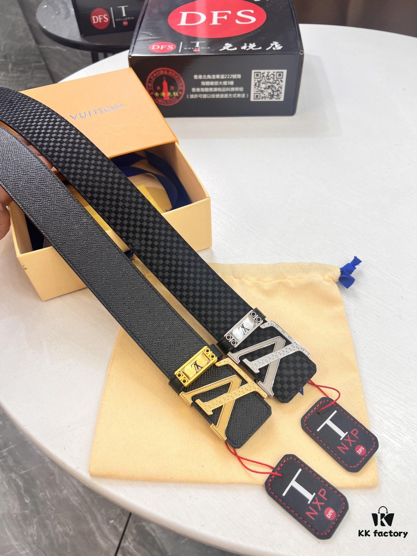 Top-Tier Louis Vuitton LV Belt, Authentic Stainless Steel Hardware, French Box Calf Leather, 3.8cm Width
