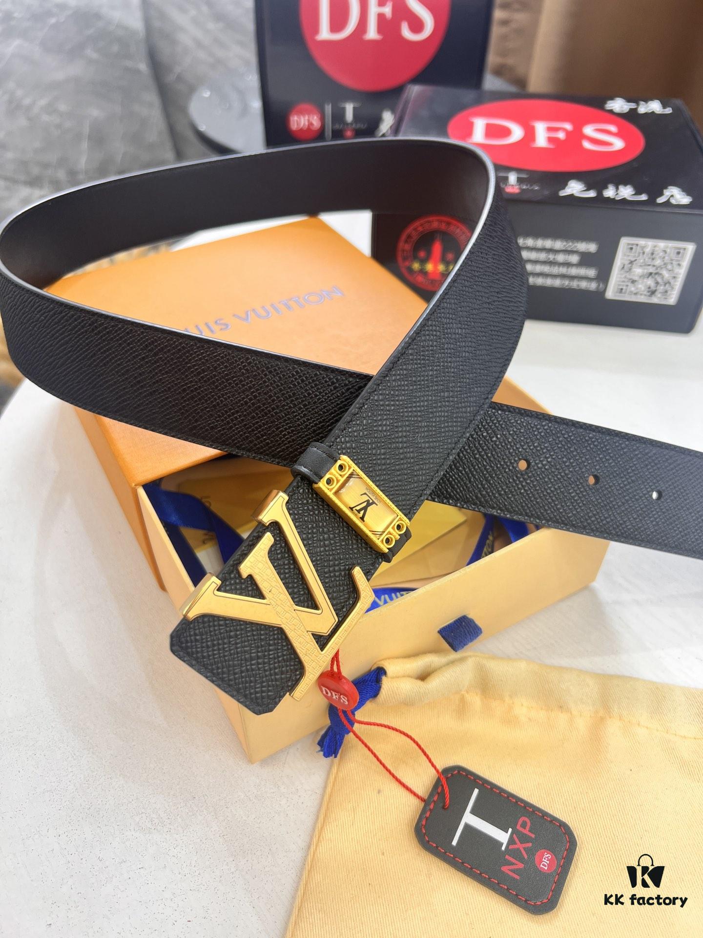 693202be3a89a121ed550b8e Top-Tier Louis Vuitton LV Belt, Authentic Stainless Steel Hardware, French Box Calf Leather with Palm Texture, 3.8cm Width