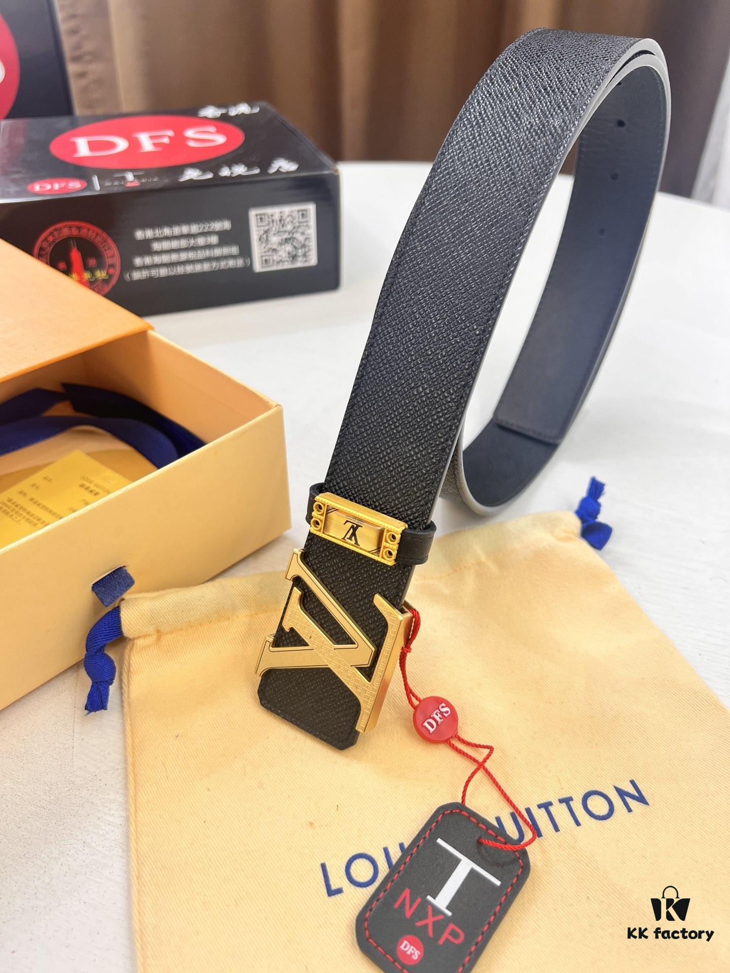 693202be3a89a121ed550b8f Top-Tier Louis Vuitton LV Belt, Authentic Stainless Steel Hardware, French Box Calf Leather with Palm Texture, 3.8cm Width