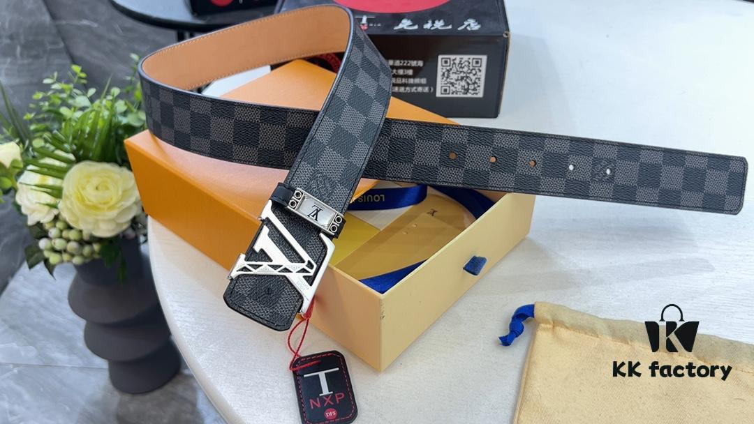 693202c03a89a121ed550baa LV New Checkered Leather Belt, Fashion Casual Style with Video Anti-counterfeiting Induction Network