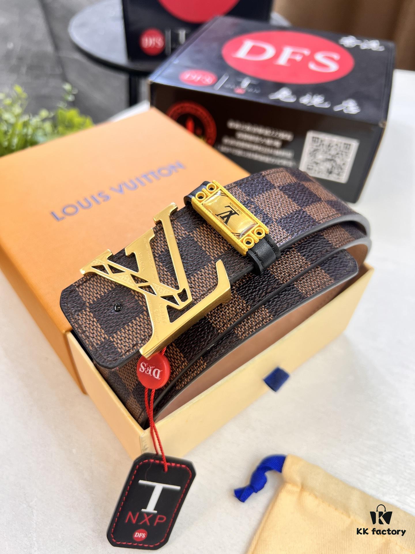 693202c13a89a121ed550bae LV Men's Belt, New Arrival, Genuine Cowhide Leather, Matte Finish, Corrosion-Resistant Letter Hardware, 3.8cm Width