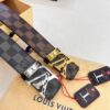 693202c13a89a121ed550bb1 LV Men's Belt, New Arrival, Genuine Cowhide Leather, Matte Finish, Corrosion-Resistant Letter Hardware, 3.8cm Width