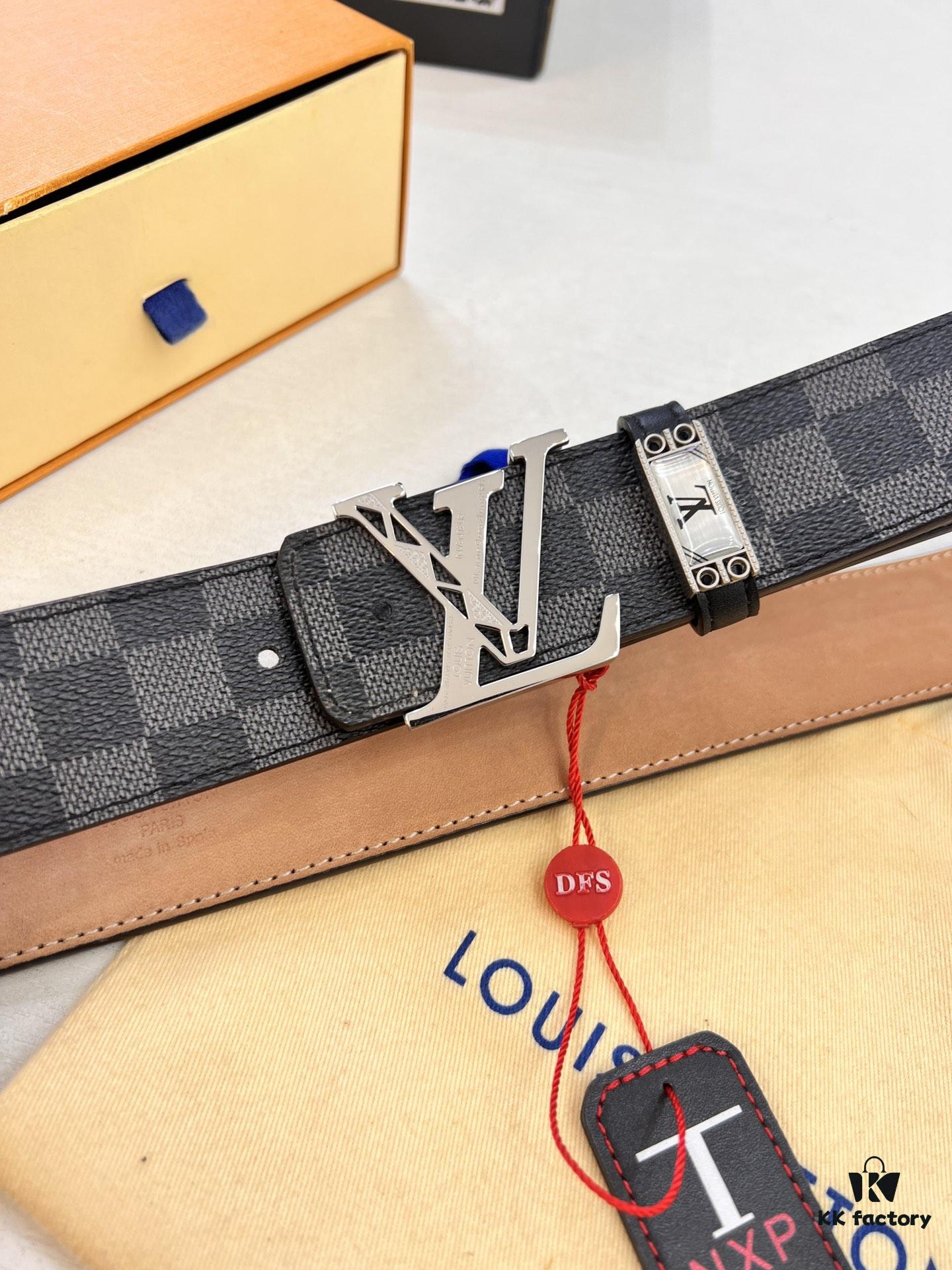 693202c13a89a121ed550bb3 LV Men's Belt, New Arrival, Genuine Cowhide Leather, 3.8cm Width, Original Imported Fabric, Luxury Custom Design