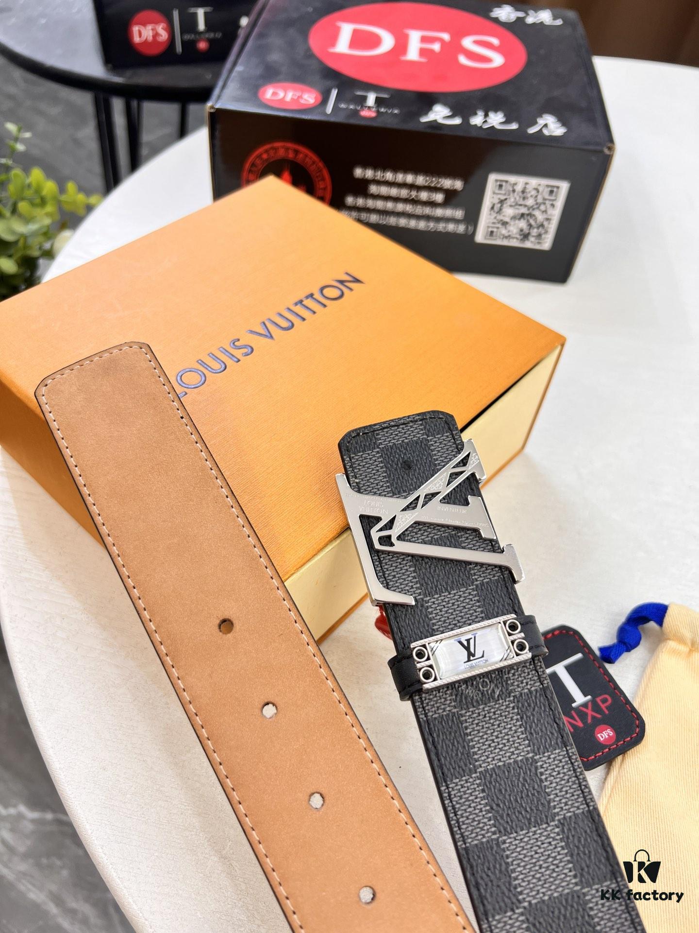 693202c13a89a121ed550bb4 LV Men's Belt, New Arrival, Genuine Cowhide Leather, 3.8cm Width, Original Imported Fabric, Luxury Custom Design
