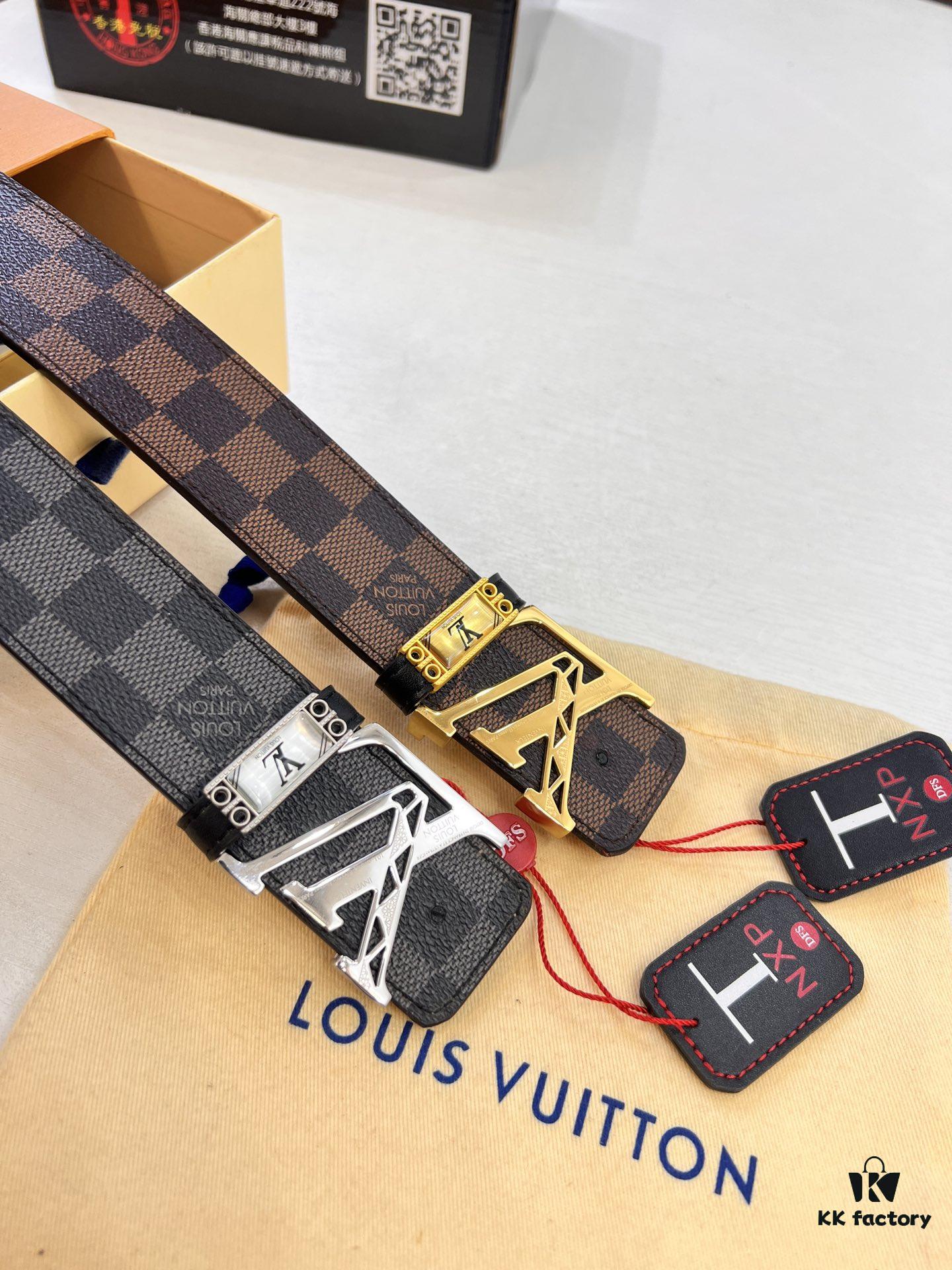 693202c23a89a121ed550bb8 LV Men's Belt, New Arrival, Genuine Cowhide Leather, 3.8cm Width, Original Imported Fabric, Luxury Custom Design