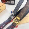 693202c23a89a121ed550bc1 LV Men's Belt, Latest Design, ZP Molded, Synchronized with Original Pattern Fabric, Full-Grain Cowhide Leather, Heavy-Duty Stainless Steel Hardware, 4.0cm Width
