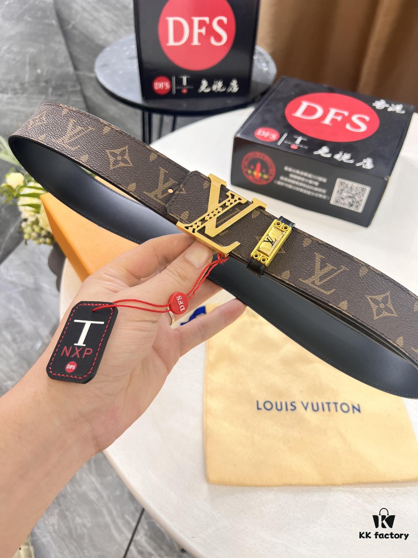 693202c23a89a121ed550bc2 LV Men's Belt, Latest Design, ZP Molded, Synchronized with Original Monogram Pattern, Full-Grain Cowhide Leather, Heavy-Duty Steel Buckle, 4.0cm Width