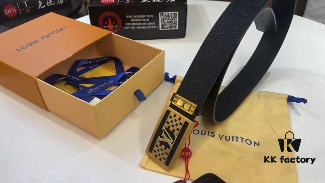 LV New Arrival Embossed Leather Belt, Fashionable Casual Reversible Style