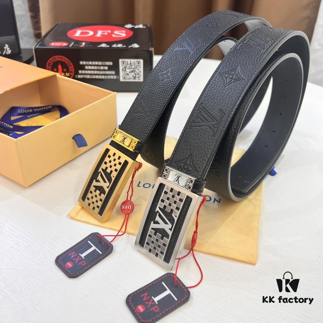 693202c53a89a121ed550be1 Top-tier Leather Belt, Hong Kong Tax-Free T Gift Box 🎁 (NXP Hang Tag with Official Website Verification, Authentic Anti-Counterfeit Chip) – New LV Corrosion-Patterned Stainless Steel Hardware, Italian Imported Crust Calfskin, 3.8cm Width, Men's Formal Premium Belt, Genuine Custom Edition