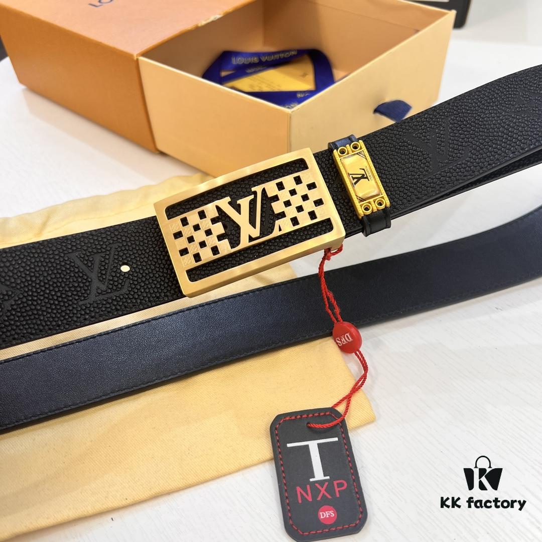 693202c53a89a121ed550be3 Top-Tier Leather Belt, Hong Kong Duty-Free T Gift Box 🎁 (NXP RFID Tag with Official Website Verification, Authentic Anti-Counterfeit Chip) - New LV Corrosion-Patterned Stainless Steel Hardware, Italian Imported Crust Calfskin, 3.8cm Width, Premium Men's Dress Belt, Genuine Custom Edition