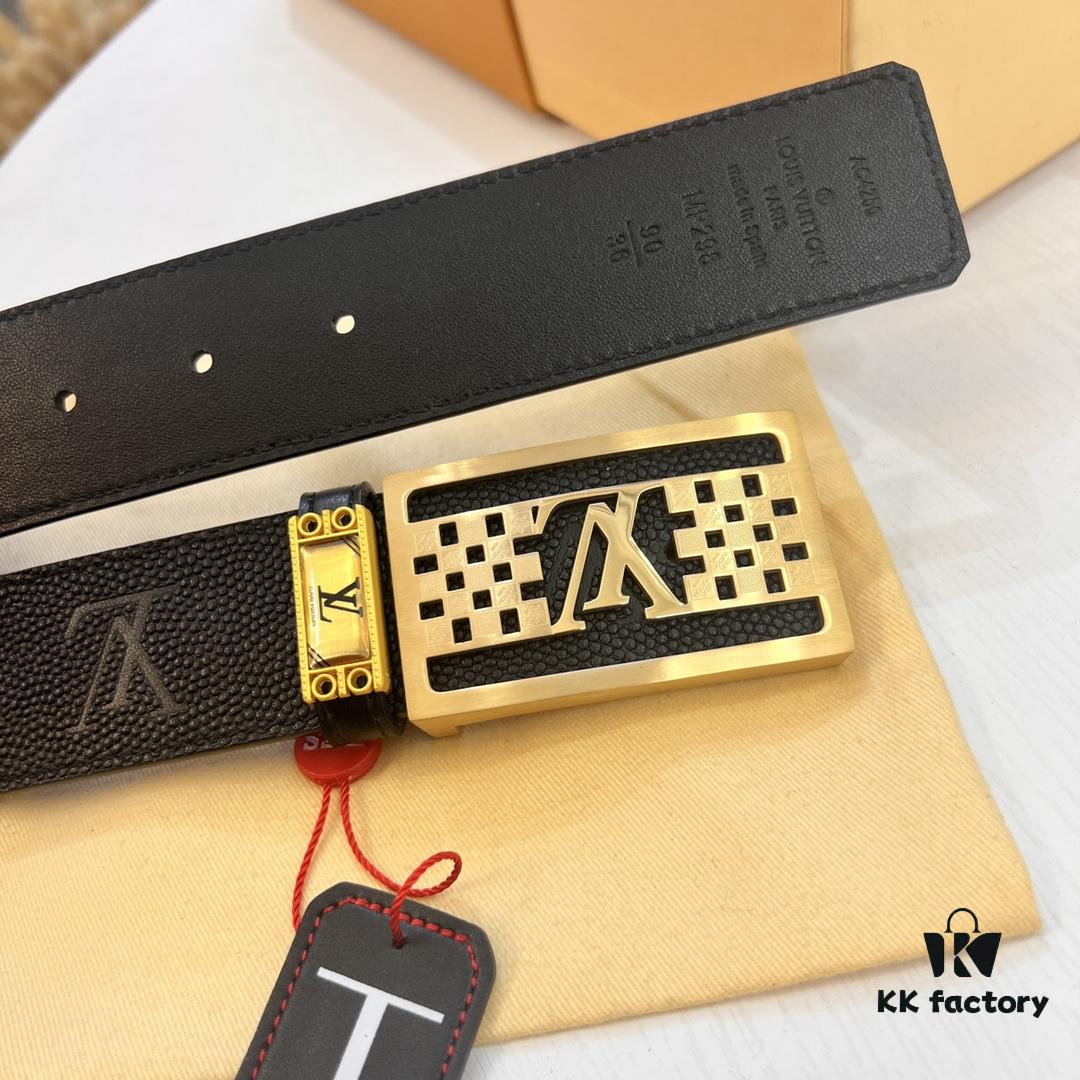 693202c53a89a121ed550be4 Top-Tier Leather Belt, Hong Kong Duty-Free T Gift Box 🎁 (NXP RFID Tag with Official Website Verification, Authentic Anti-Counterfeit Chip) - New LV Corrosion-Patterned Stainless Steel Hardware, Italian Imported Crust Calfskin, 3.8cm Width, Premium Men's Dress Belt, Genuine Custom Edition