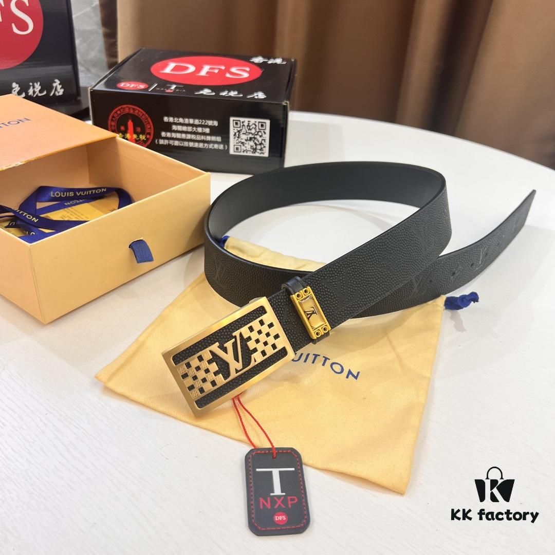 693202c53a89a121ed550be6 Top-Tier Leather Belt, Hong Kong Duty-Free T Gift Box 🎁 (NXP RFID Tag with Official Website Verification, Authentic Anti-Counterfeit Chip) - New LV Corrosion-Patterned Stainless Steel Hardware, Italian Imported Crust Calfskin, 3.8cm Width, Premium Men's Dress Belt, Genuine Custom Edition