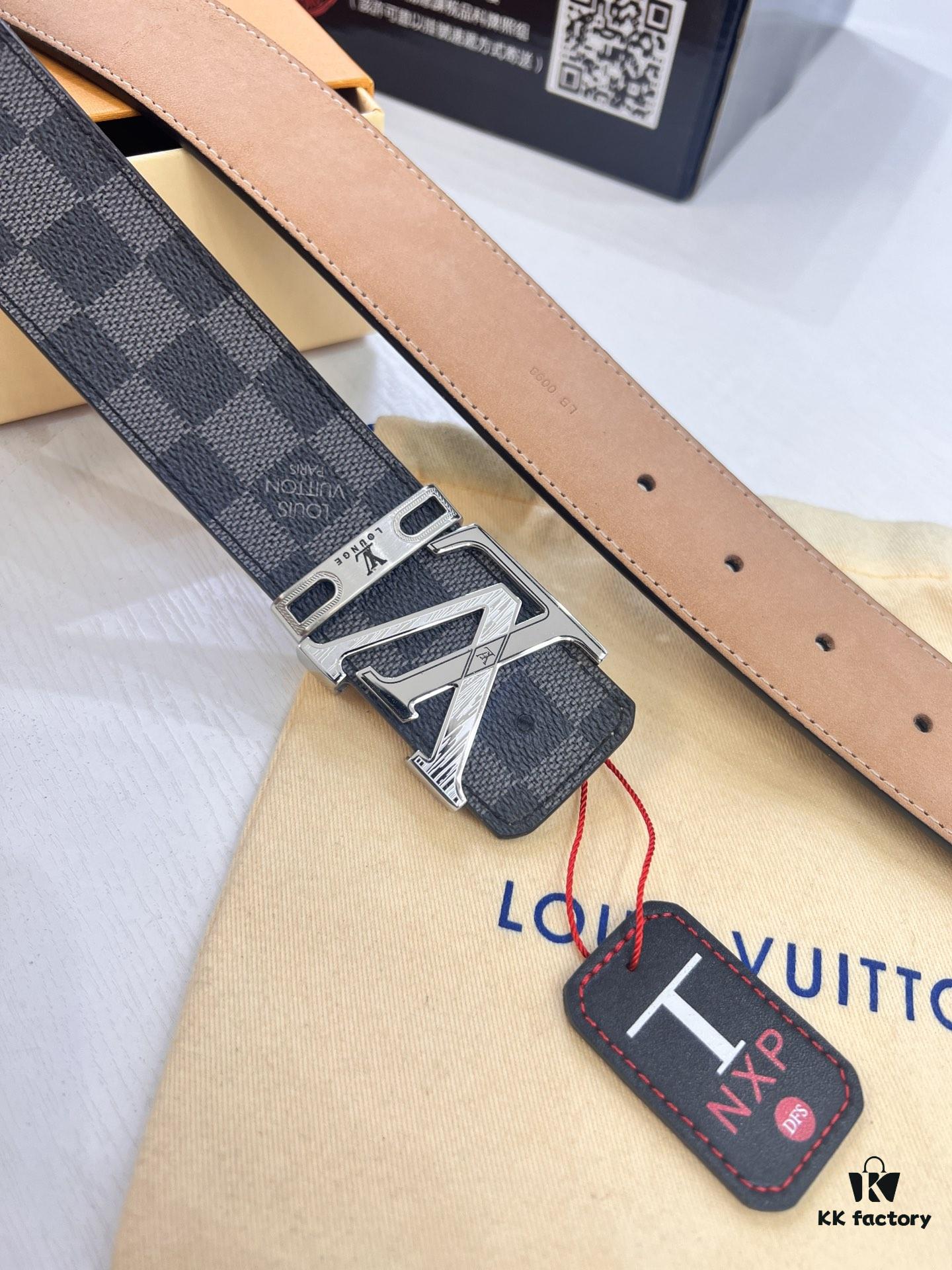 693202c63a89a121ed550bee LV Men's Belt, New Arrival, High-End Custom Leather, 3.8cm Width, Full-Grain Suede Calfskin, Corrosion-Finished Hardware, Authenticity Verified via NXP Chip