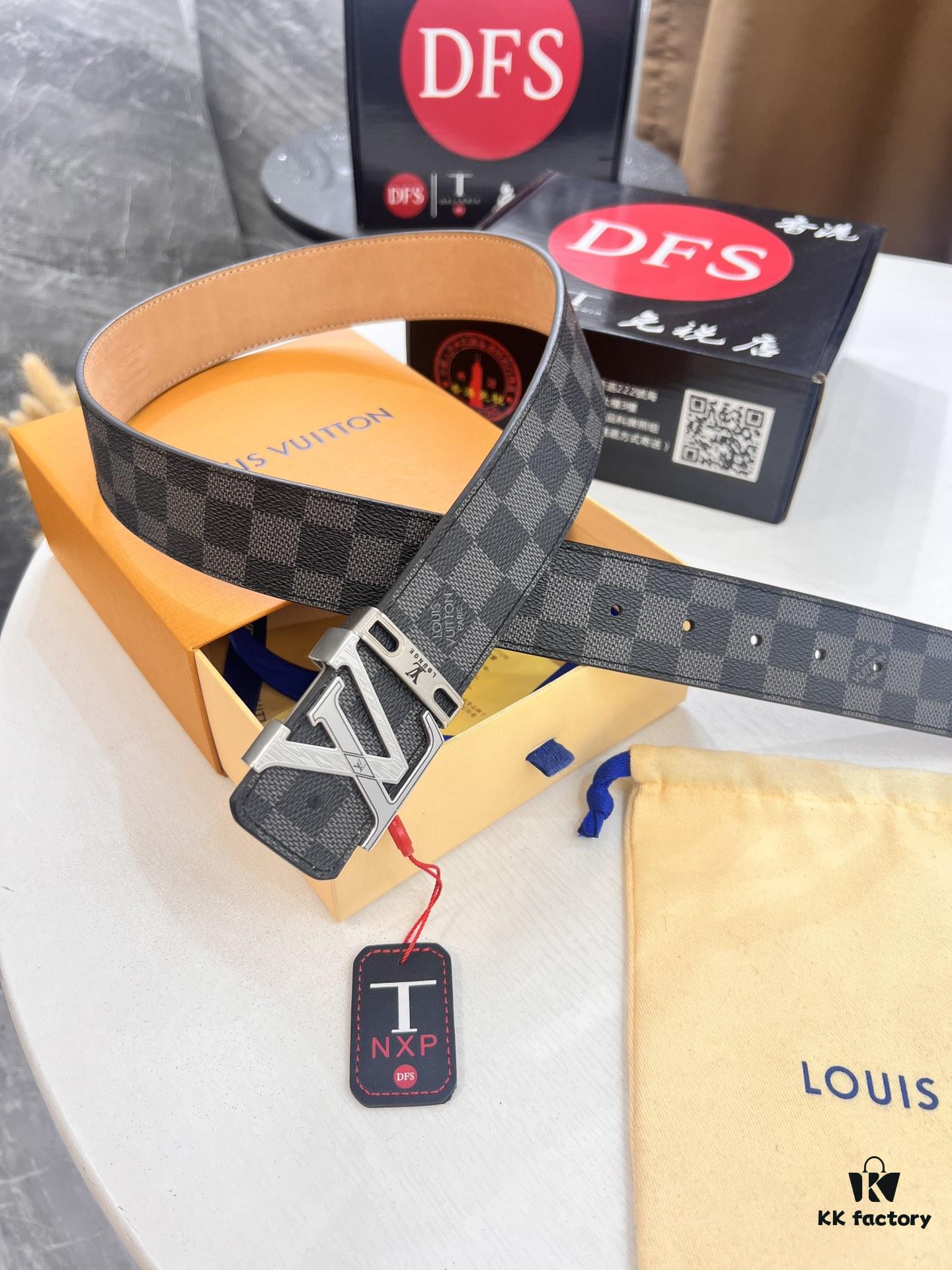 693202c63a89a121ed550bf0 LV Men's Belt, New Arrival, High-End Custom Leather, 3.8cm Width, Full-Grain Suede Calfskin, Corrosion-Finished Hardware, Authenticity Verified via NXP Chip