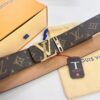 693202c63a89a121ed550bf3 LV Men's Belt, New Arrival, Genuine Cowhide Leather, 3.8cm Width, Sandblasted Finish, Corroded Letter Hardware, Original Imported Plaid Fabric