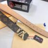 693202c63a89a121ed550bf4 LV Men's Belt, New Arrival, Genuine Cowhide Leather, 3.8cm Width, Sandblasted Finish, Corroded Letter Hardware, Original Imported Plaid Fabric