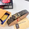 693202c63a89a121ed550bf6 LV Men's Belt, New Arrival, Genuine Cowhide Leather, 3.8cm Width, Sandblasted Finish, Corroded Letter Hardware, Original Imported Plaid Fabric