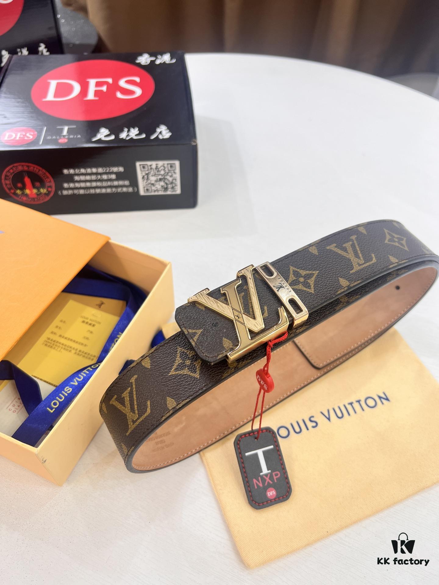 693202c63a89a121ed550bf6 LV Men's Belt, New Arrival, Genuine Cowhide Leather, 3.8cm Width, Sandblasted Finish, Corroded Letter Hardware, Original Imported Plaid Fabric