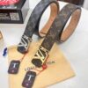 693202c63a89a121ed550bf8 LV Men's Belt, New Arrival, Genuine Cowhide Leather, 3.8cm Width, Sandblasted Finish, Corroded Letter Hardware, Original Imported Plaid Fabric