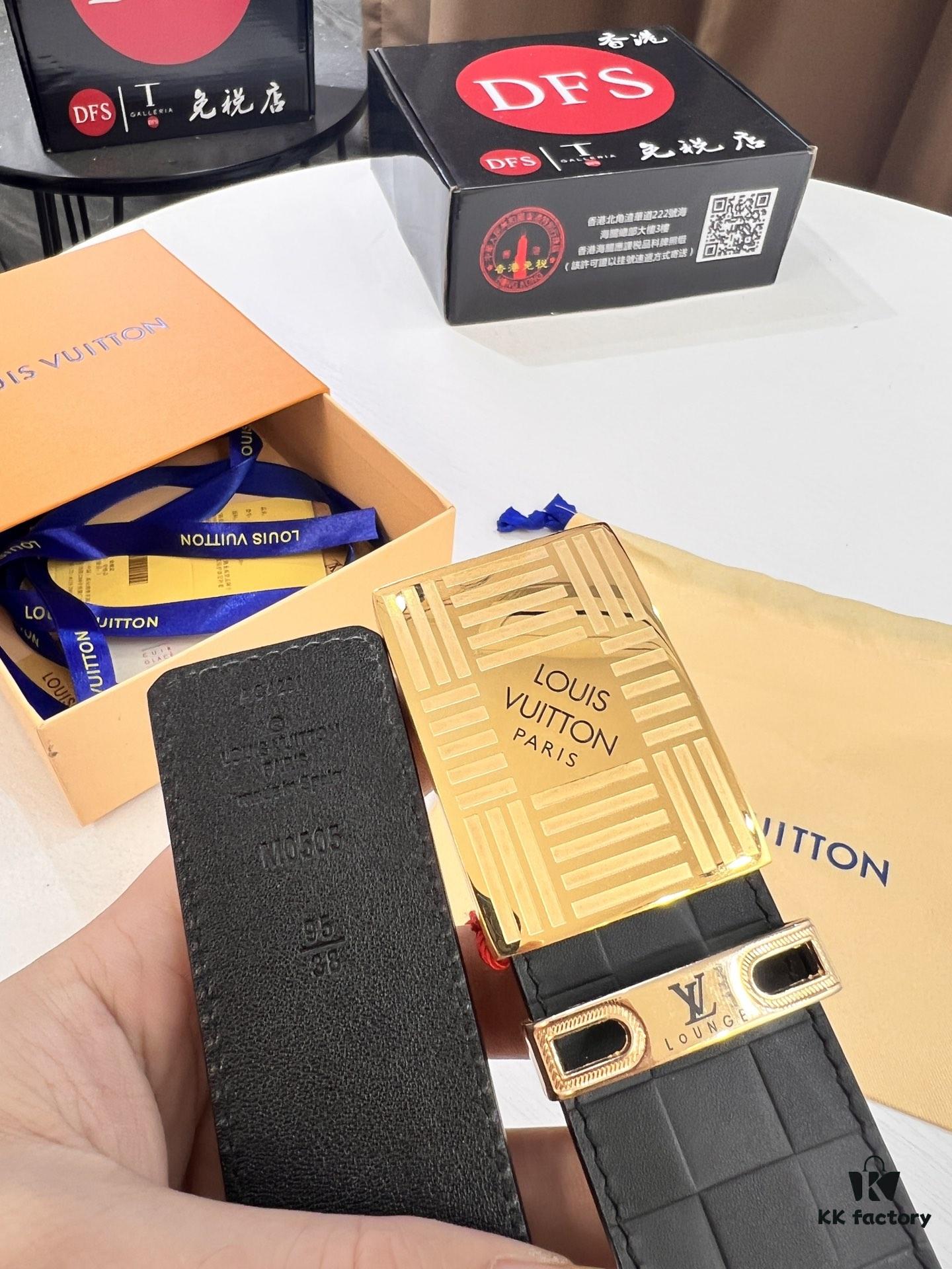 693202c83a89a121ed550c0d Top Quality Genuine Leather Belt, Louis Vuitton LV Style, 3.8cm Width, Imported South African Cowhide, Dual-Sided Texture, Full-Grain Cow Leather Men's Dress Belt