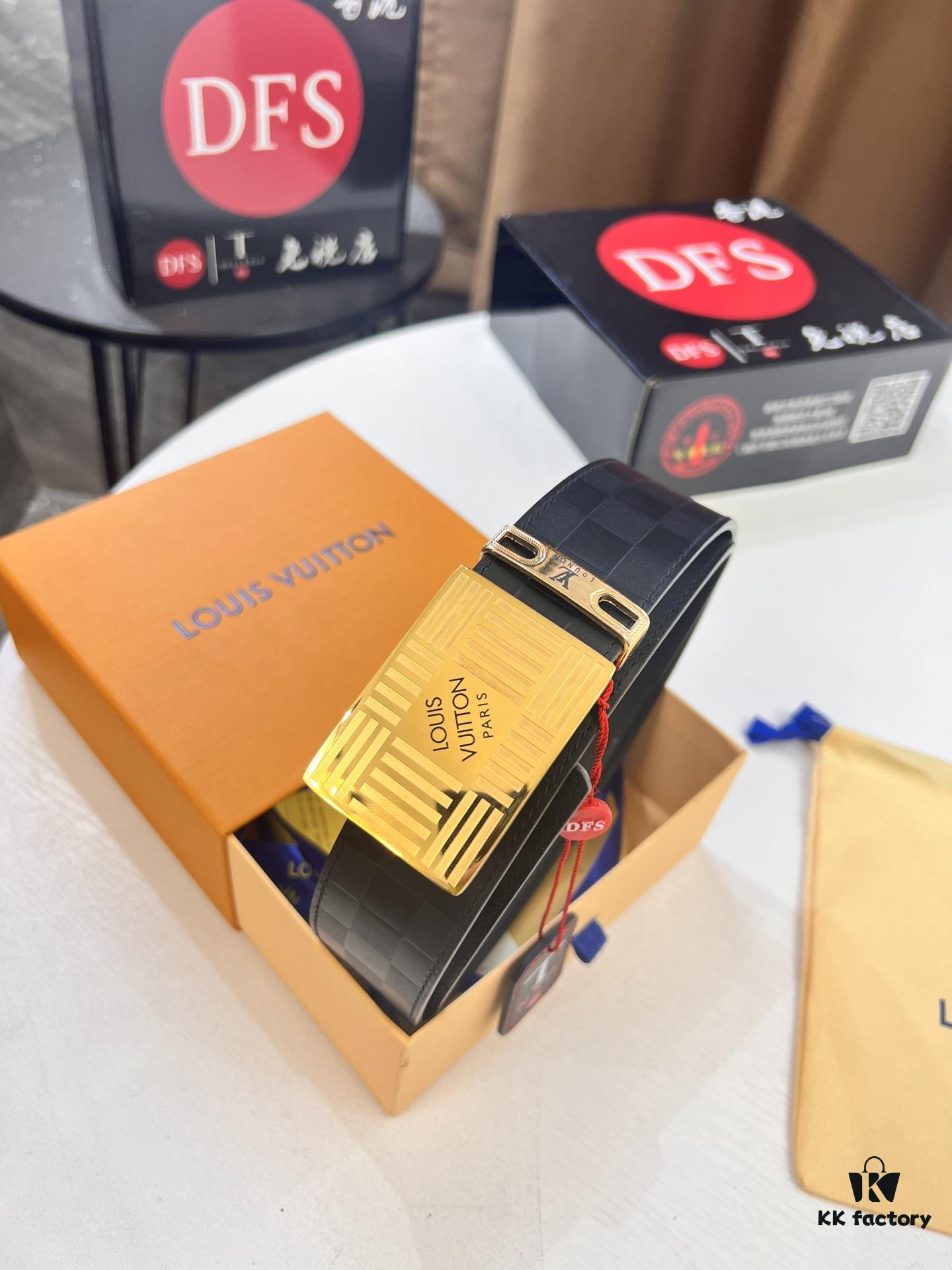 693202c83a89a121ed550c0e Top Quality Genuine Leather Belt, Louis Vuitton LV Style, 3.8cm Width, Imported South African Cowhide, Dual-Sided Texture, Full-Grain Cow Leather Men's Dress Belt