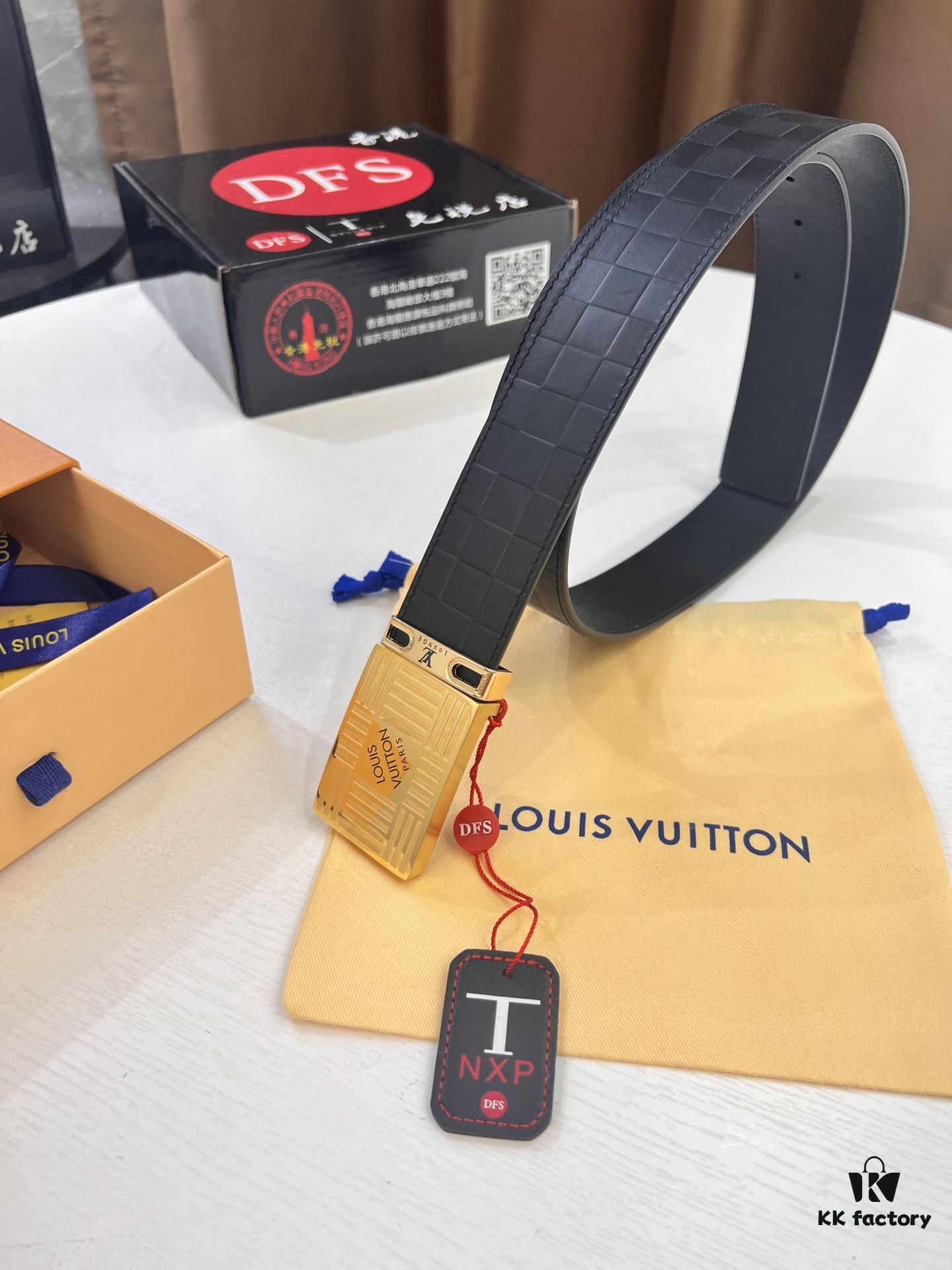 693202c83a89a121ed550c0f Top Quality Genuine Leather Belt, Louis Vuitton LV Style, 3.8cm Width, Imported South African Cowhide, Dual-Sided Texture, Full-Grain Cow Leather Men's Dress Belt