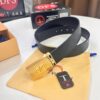 693202c83a89a121ed550c10 Top Quality Genuine Leather Belt, Louis Vuitton LV Style, 3.8cm Width, Imported South African Cowhide, Dual-Sided Texture, Full-Grain Cow Leather Men's Dress Belt