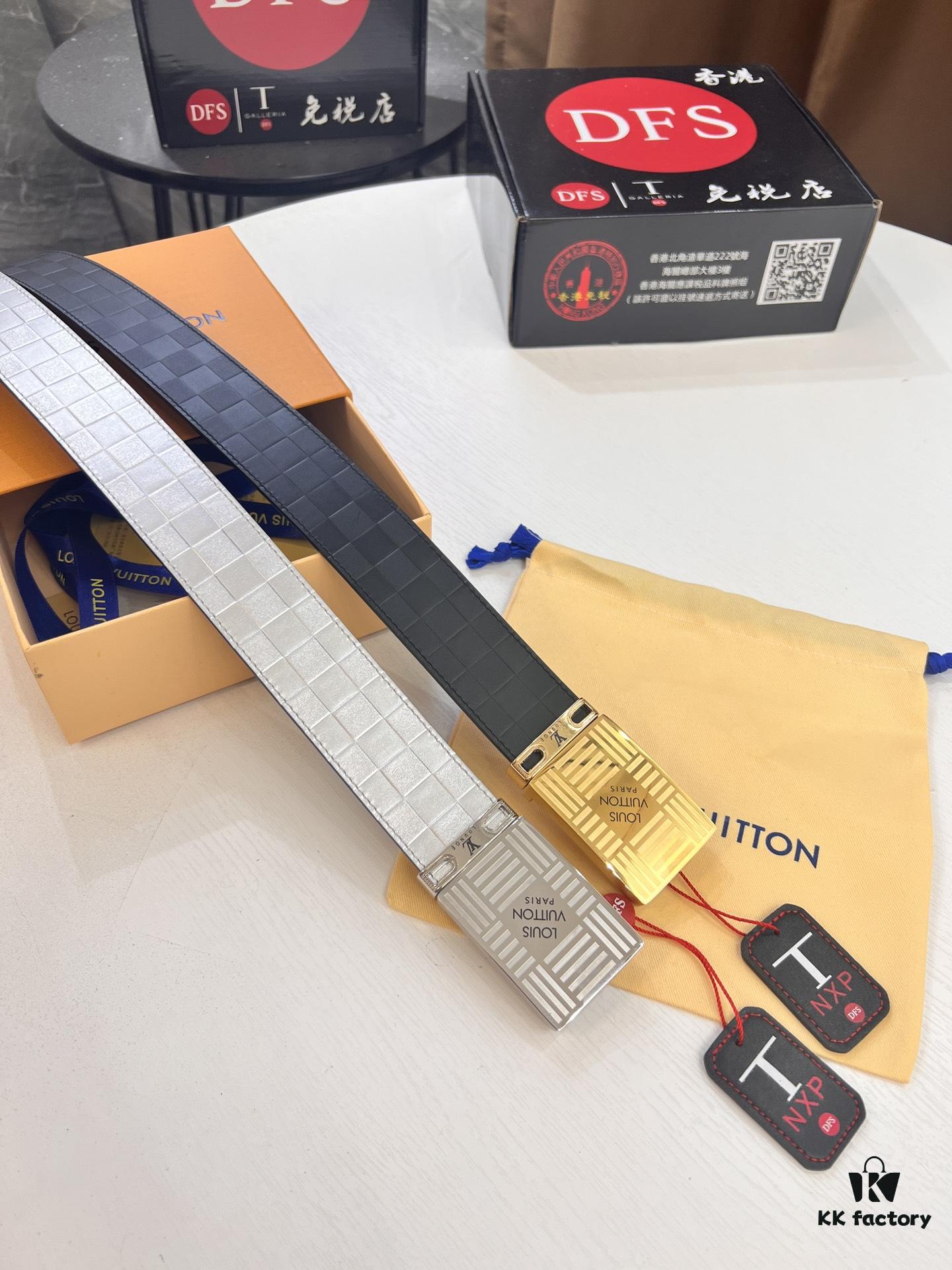693202c83a89a121ed550c11 Top Quality Genuine Leather Belt, Louis Vuitton LV Style, 3.8cm Width, Imported South African Cowhide, Dual-Sided Texture, Full-Grain Cow Leather Men's Dress Belt