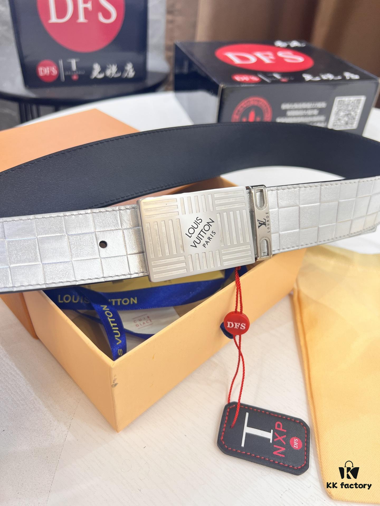 693202c83a89a121ed550c13 Top-Tier Men's Dress Belt - Louis Vuitton LV Style, 3.8cm Width, Premium Cowhide Leather, Double-Sided Texture, Hong Kong Duty-Free Gift Box, Anti-Counterfeit QR Authentication