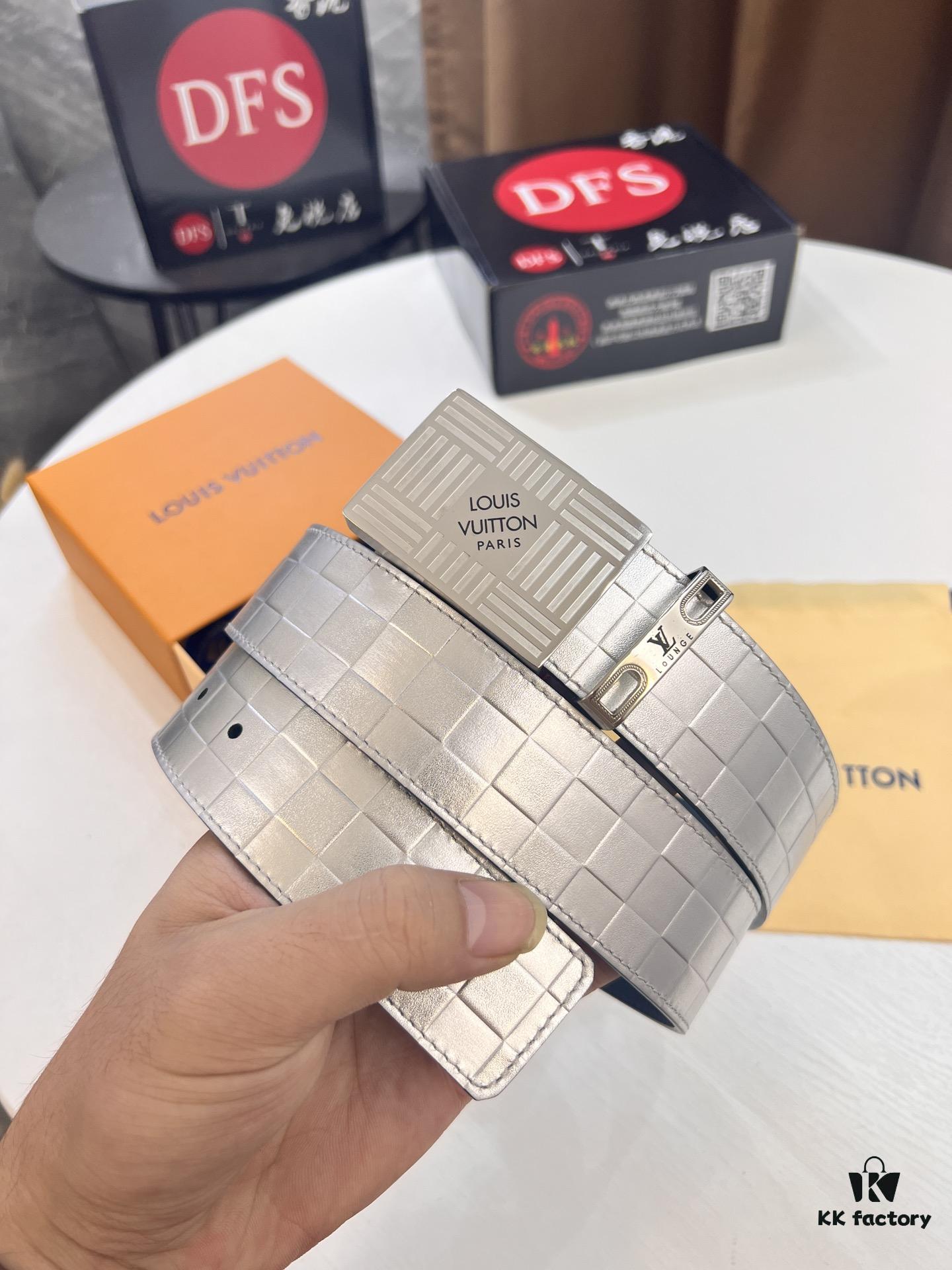 693202c93a89a121ed550c14 Top-Tier Men's Dress Belt - Louis Vuitton LV Style, 3.8cm Width, Premium Cowhide Leather, Double-Sided Texture, Hong Kong Duty-Free Gift Box, Anti-Counterfeit QR Authentication