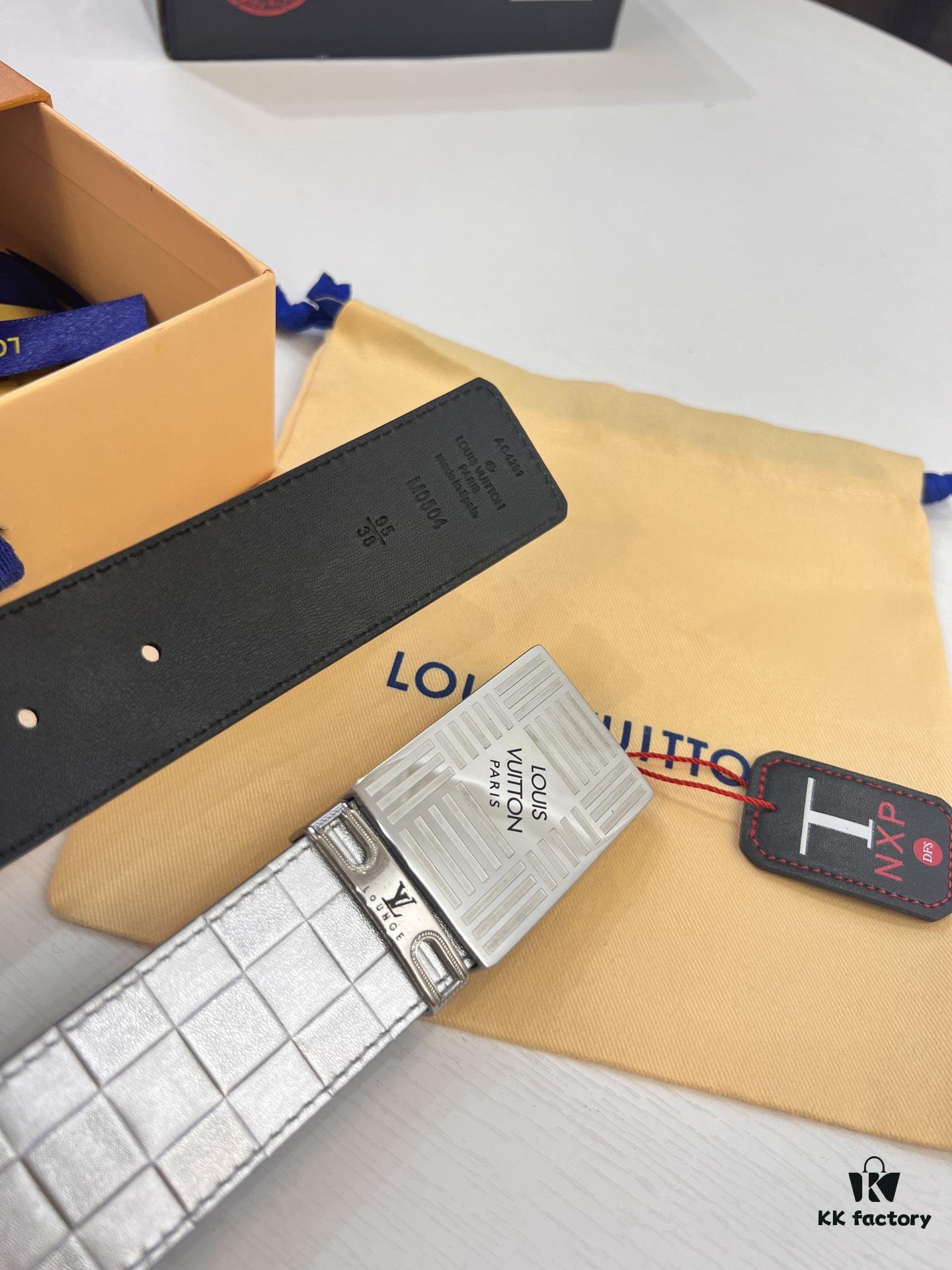 693202c93a89a121ed550c15 Top-Tier Men's Dress Belt - Louis Vuitton LV Style, 3.8cm Width, Premium Cowhide Leather, Double-Sided Texture, Hong Kong Duty-Free Gift Box, Anti-Counterfeit QR Authentication