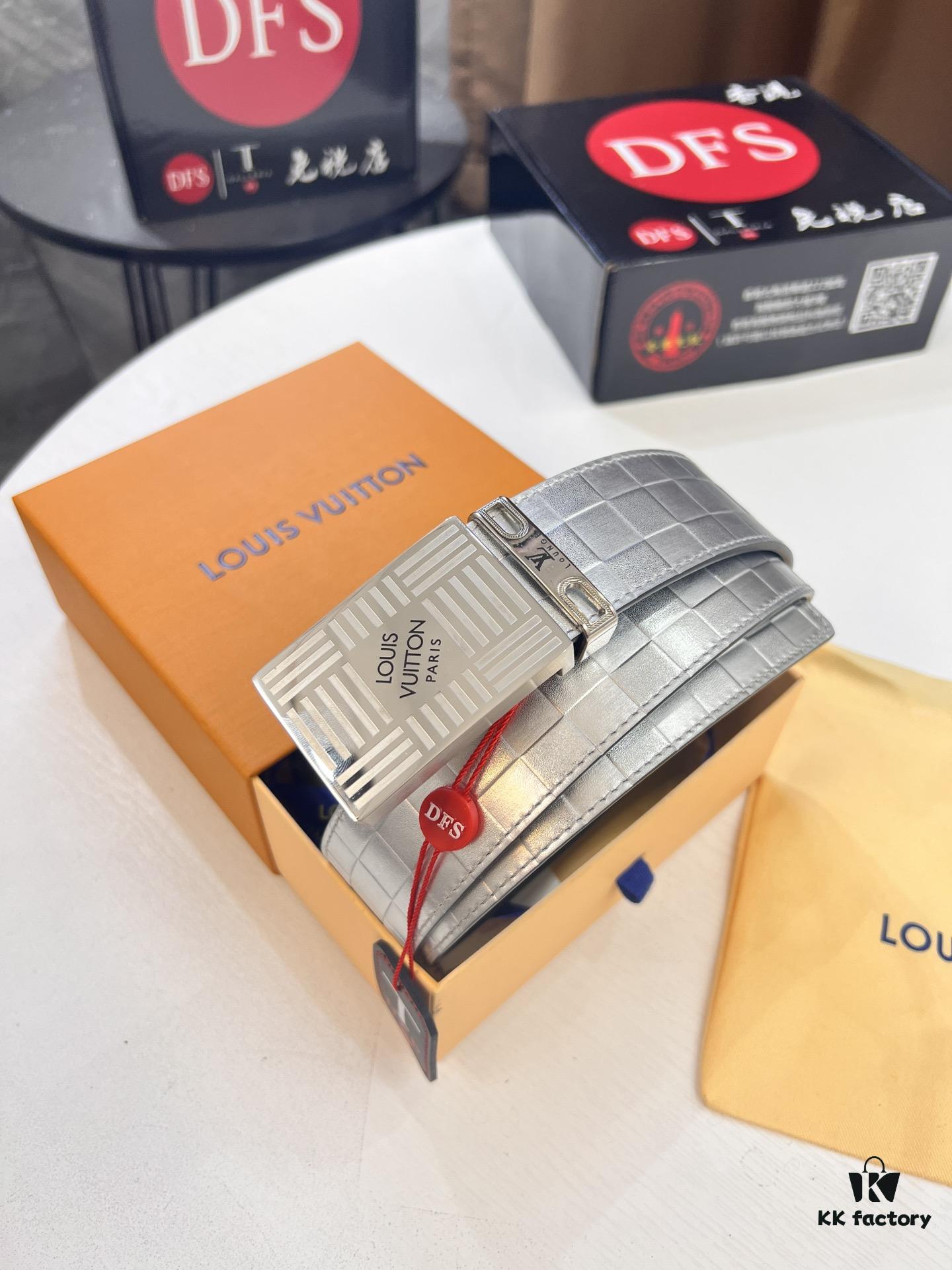 693202c93a89a121ed550c16 Top-Tier Men's Dress Belt - Louis Vuitton LV Style, 3.8cm Width, Premium Cowhide Leather, Double-Sided Texture, Hong Kong Duty-Free Gift Box, Anti-Counterfeit QR Authentication