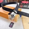 693202c93a89a121ed550c1f Xiaozhu Recommended Trumpet Trumpet Louis Vuitton Automatic Buckle Belt, Custom Cowhide, Checkered Full-Grain Imported Leather Paired with Fine-Grained Cattle Leather, Top-Quality Business Formal Belt with Soft Automatic Slide Rail Feel