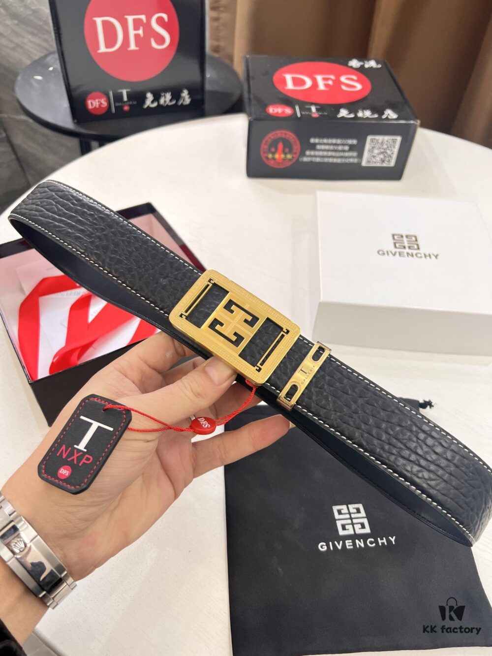 693202ca3a89a121ed550c2a Givenchy Men's Belt - Original Factory Direct, Genuine Ox Leather with Logo Buckle, 3.8cm Width, Duty-Free Hong Kong Gift Box Edition