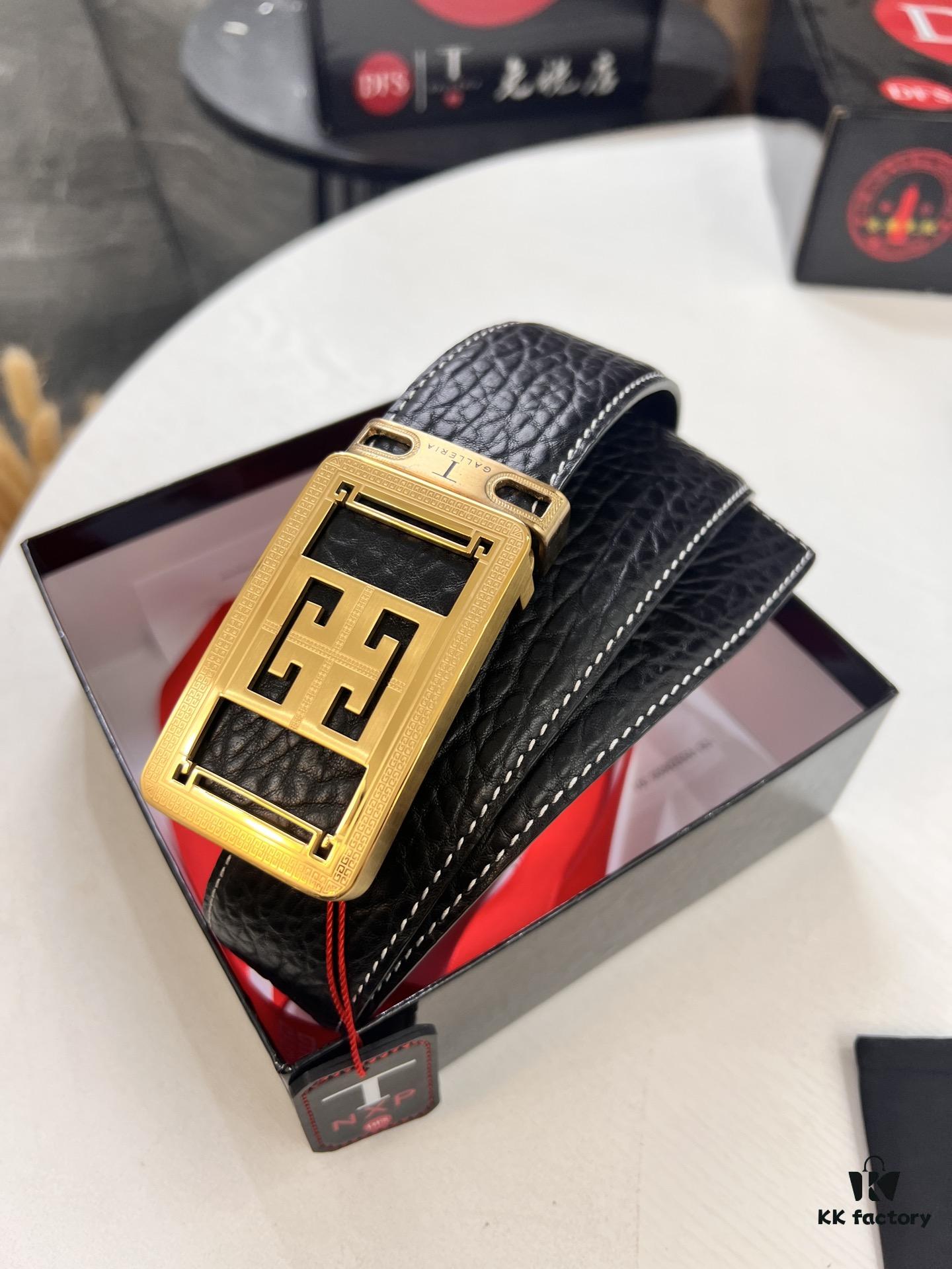 693202cb3a89a121ed550c2d Givenchy Men's Belt - Original Factory Direct, Genuine Ox Leather with Logo Buckle, 3.8cm Width, Duty-Free Hong Kong Gift Box Edition