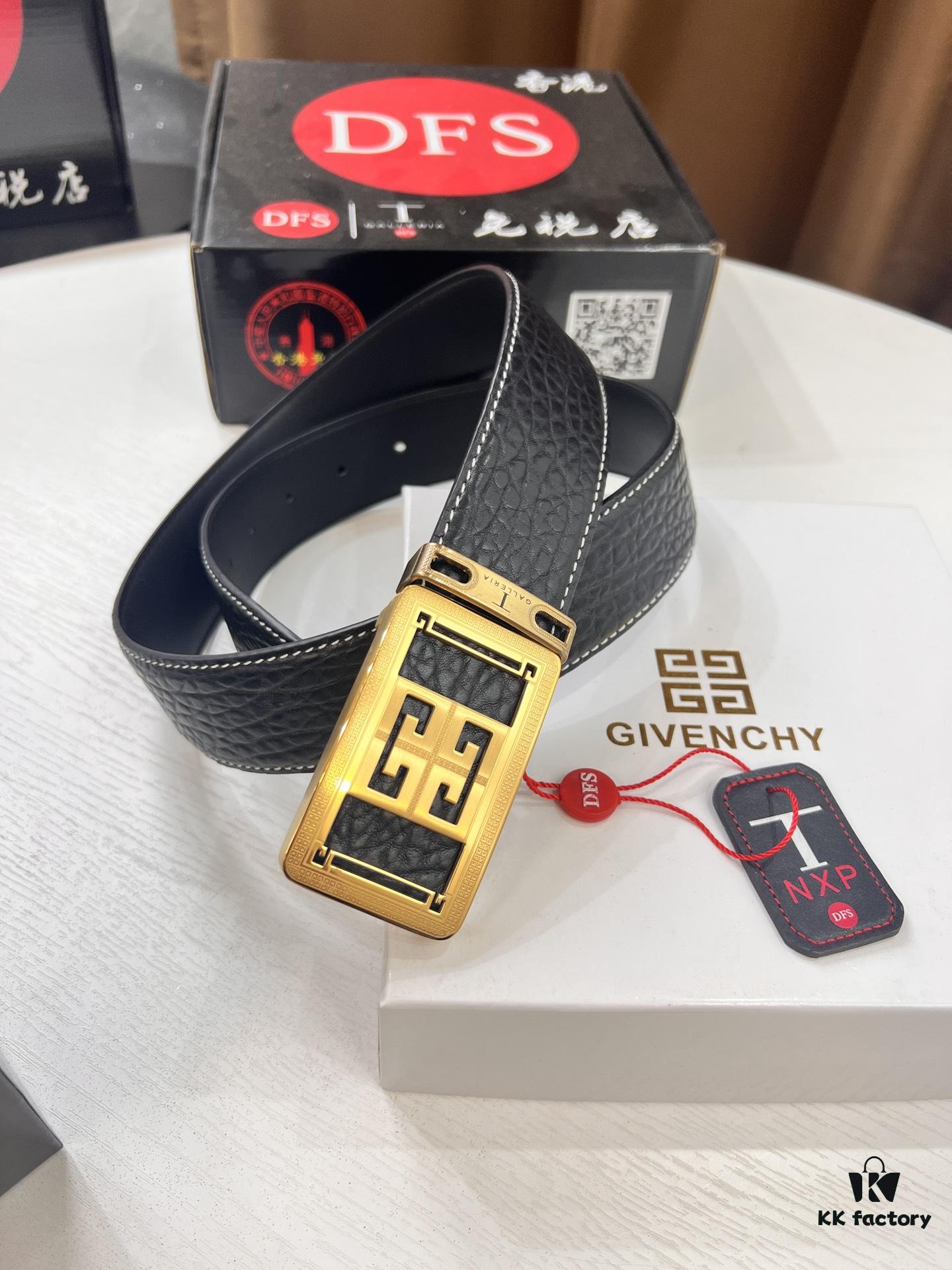 693202cb3a89a121ed550c30 Givenchy Men's Belt - Original Factory Direct, Genuine Ox Leather with Logo Buckle, 3.8cm Width, Duty-Free Hong Kong Gift Box Edition