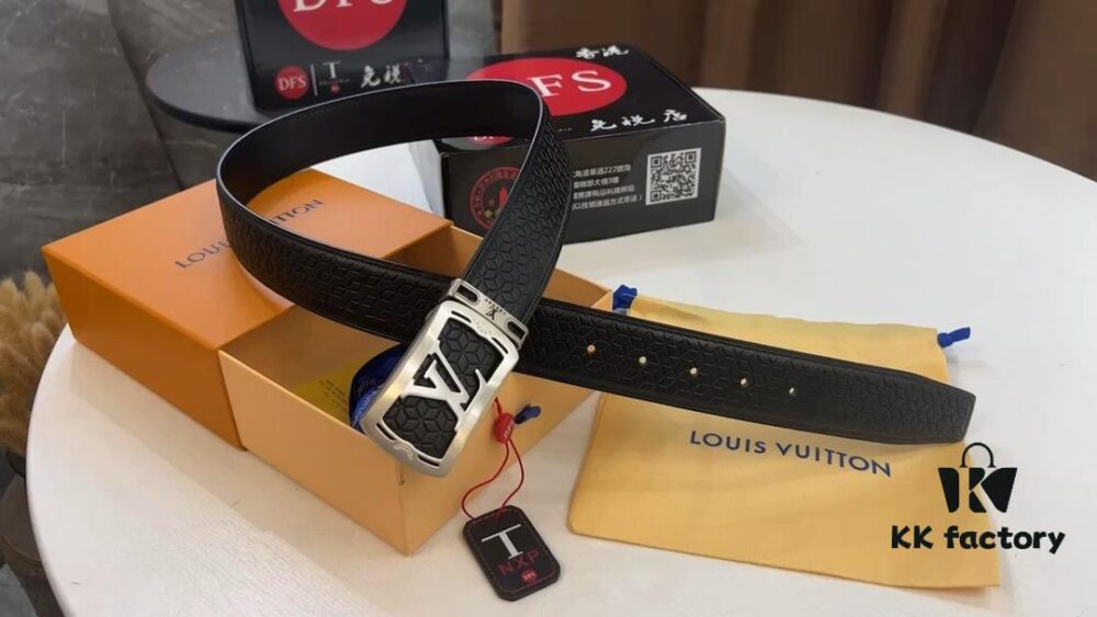693202cb3a89a121ed550c31 LV New Style Embossed Leather Belt with Diamond-Finished Hardware, Anti-Counterfeit Video Authentication