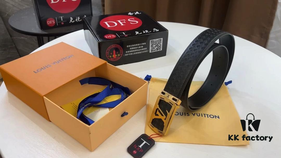 693202cb3a89a121ed550c32 LV New Model Embossed Leather Belt with Diamond-Fixed Hardware, Anti-Counterfeit Video Sensing In-Network Verification