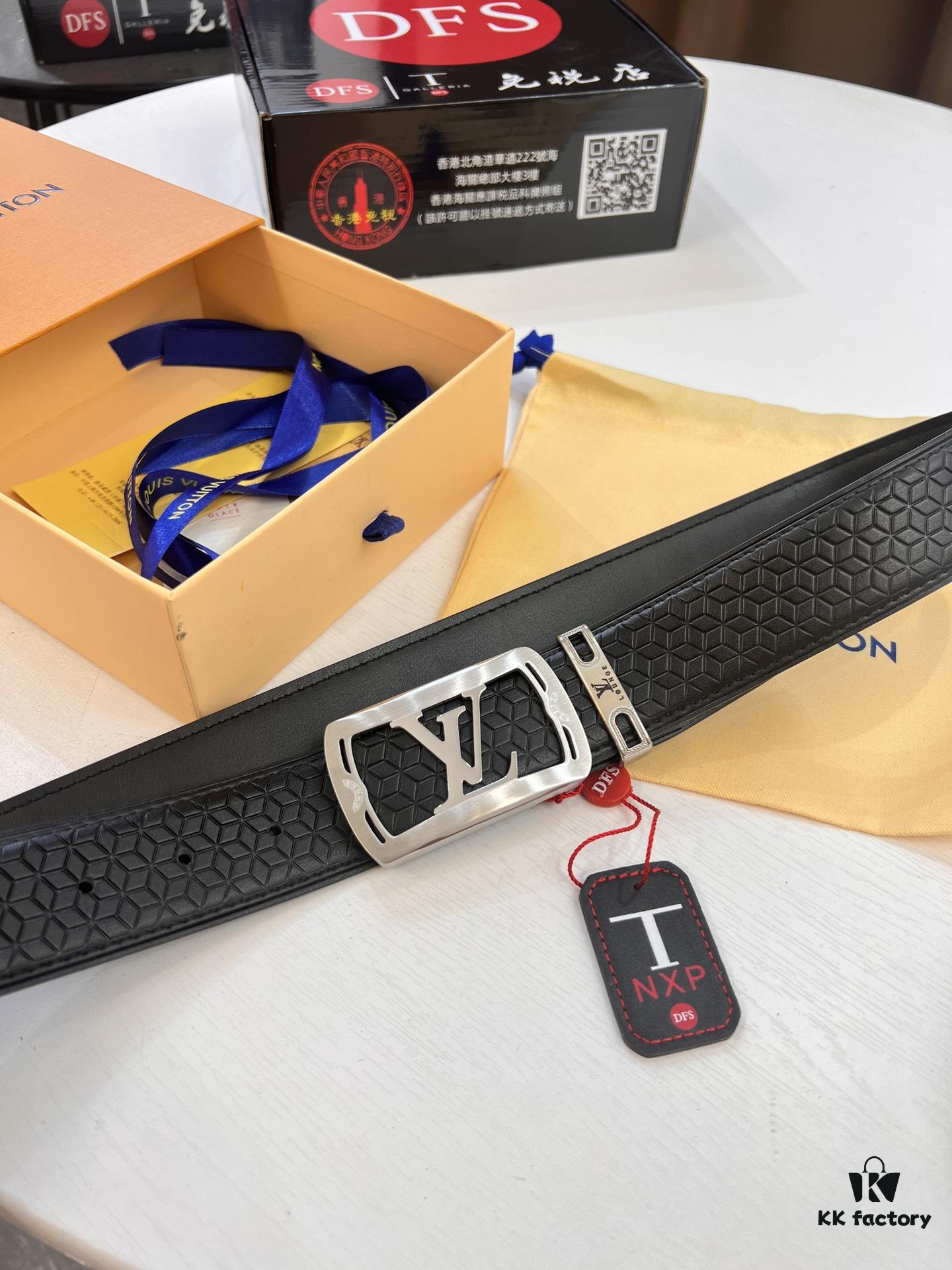 693202cb3a89a121ed550c34 Top-Tier LV Louis Vuitton Belt - Genuine Mold L, Polished Stainless Steel Hardware, Reversible French Imported Embossed Calfskin Leather, 3.8cm Width, with NXP Anti-Counterfeit Chip (Hong Kong Duty-Free Exclusive Gift Box)