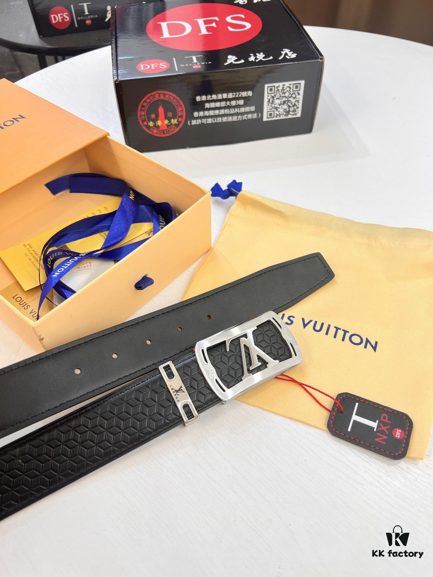 693202cb3a89a121ed550c36 Top-Tier LV Louis Vuitton Belt - Genuine Mold L, Polished Stainless Steel Hardware, Reversible French Imported Embossed Calfskin Leather, 3.8cm Width, with NXP Anti-Counterfeit Chip (Hong Kong Duty-Free Exclusive Gift Box)