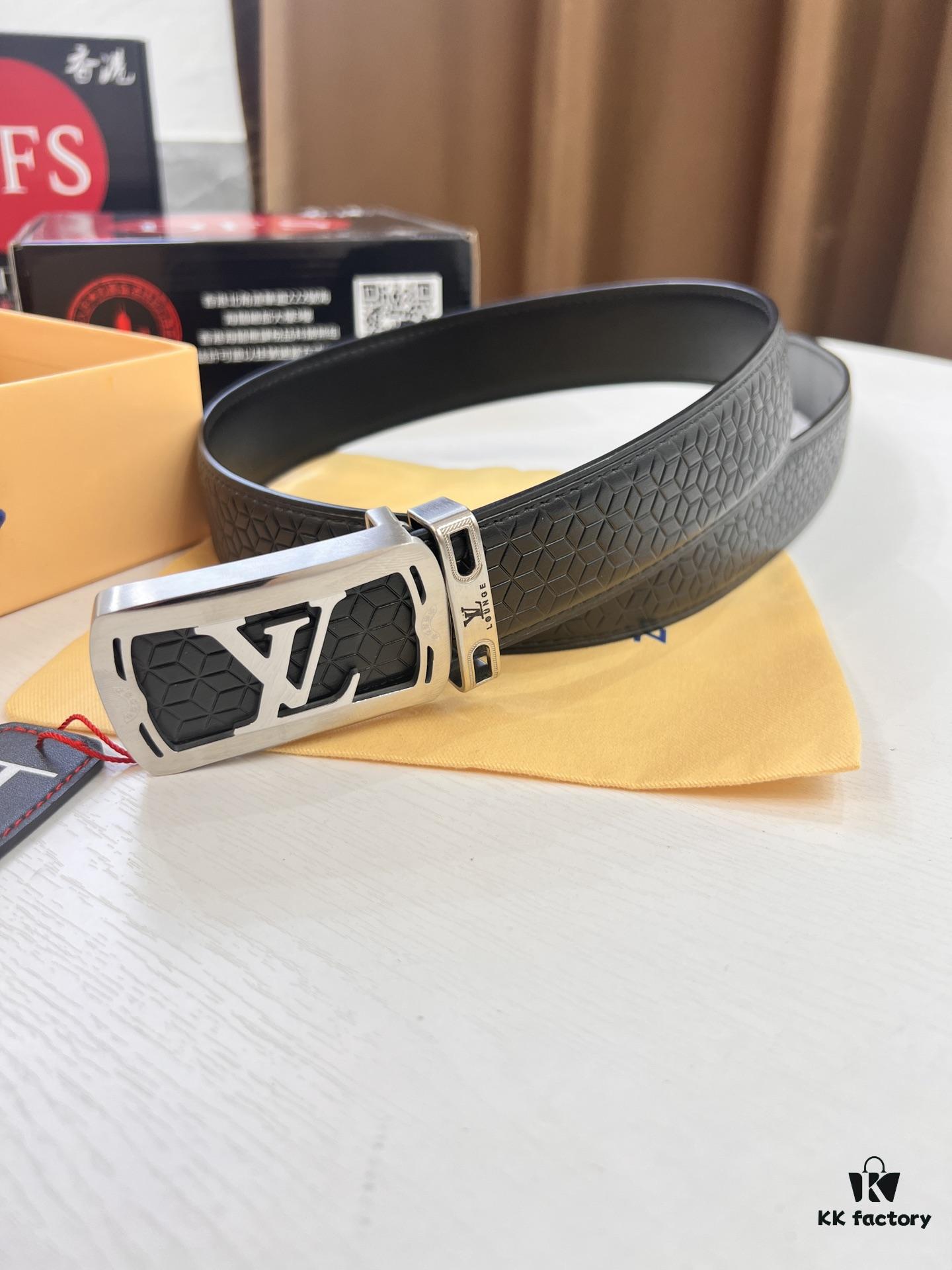 693202cb3a89a121ed550c38 Top-Tier LV Louis Vuitton Belt - Genuine Mold L, Polished Stainless Steel Hardware, Reversible French Imported Embossed Calfskin Leather, 3.8cm Width, with NXP Anti-Counterfeit Chip (Hong Kong Duty-Free Exclusive Gift Box)